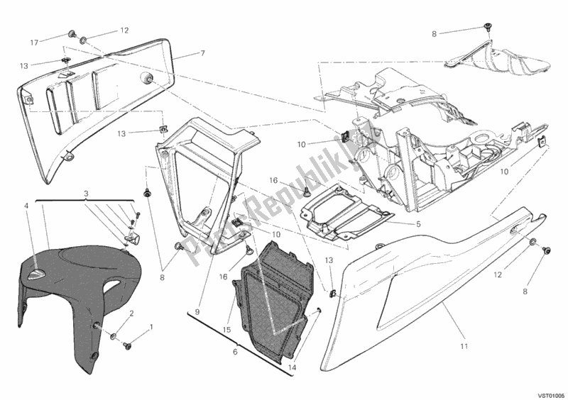 Todas as partes de Guarda-lamas Dianteiro do Ducati Diavel USA 1200 2012